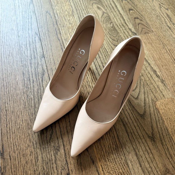 Gucci Leather Pumps Elegant Beige/pink Stiletto Heels - Picture 6 of 10